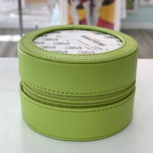 Green 4″ Round Leather Case