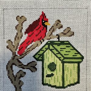Cardinal w/birdhouse